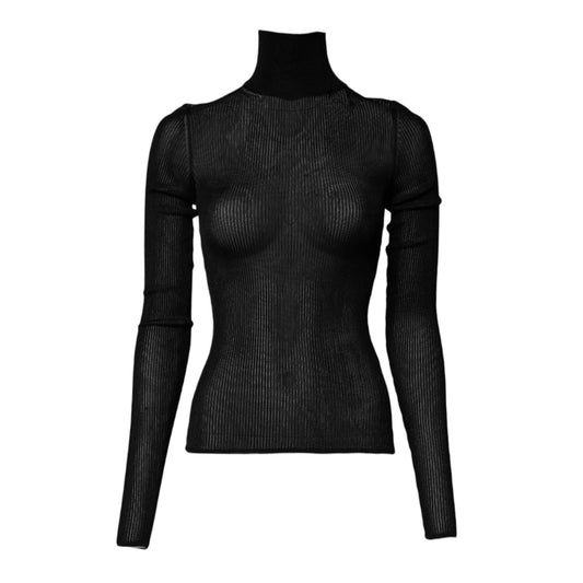 Dolce & Gabbana Black Knit Long Sleeves Turtleneck Slim Top Dolce & Gabbana
