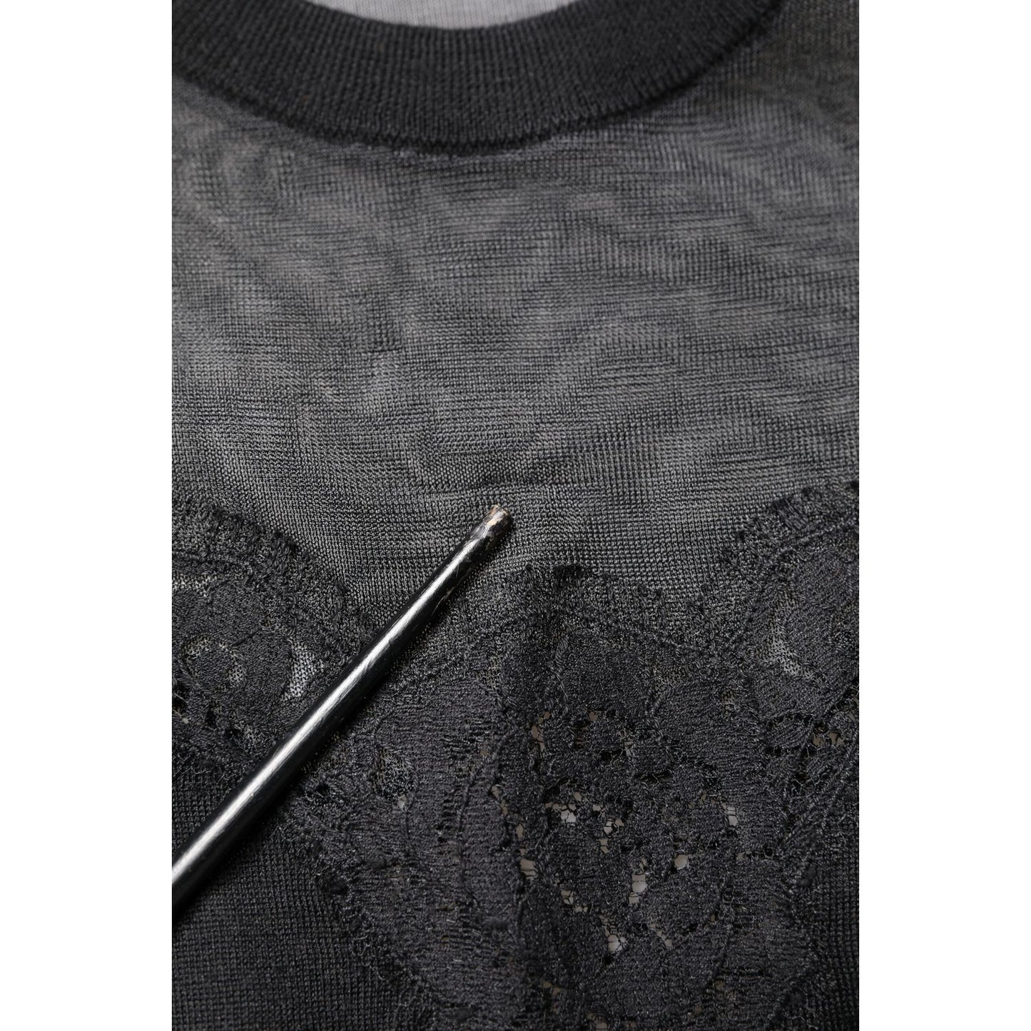 Dolce & Gabbana Black Lace Sheer Crew Neck Sleeveless Top