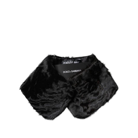 Dolce & Gabbana Black Lamb Fur Collar Women Neck Wrap Scarf Dolce & Gabbana
