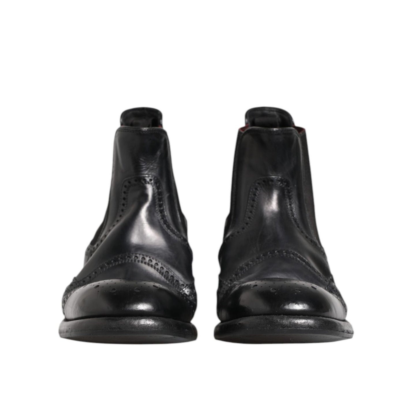 Dolce & Gabbana Black Leather Ankle Boots Slip On Shoes Dolce & Gabbana