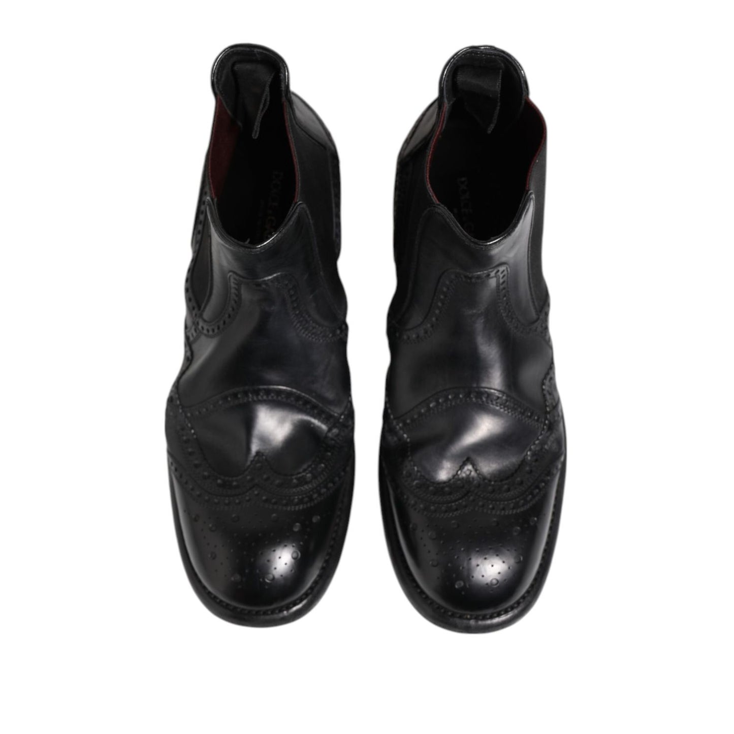 Dolce & Gabbana Black Leather Ankle Boots Slip On Shoes Dolce & Gabbana
