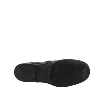 Dolce & Gabbana Black Leather Ankle Boots Slip On Shoes Dolce & Gabbana