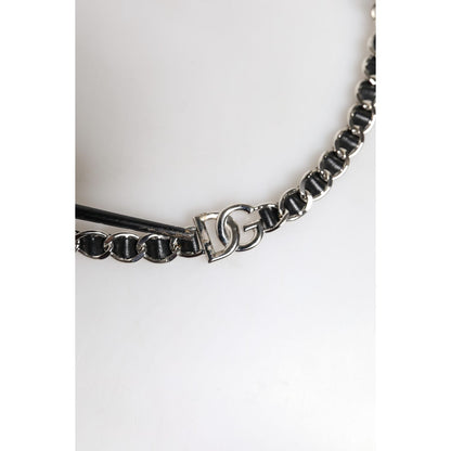 Dolce & Gabbana Black Leather DG Logo Chain Bag Shoulder Strap