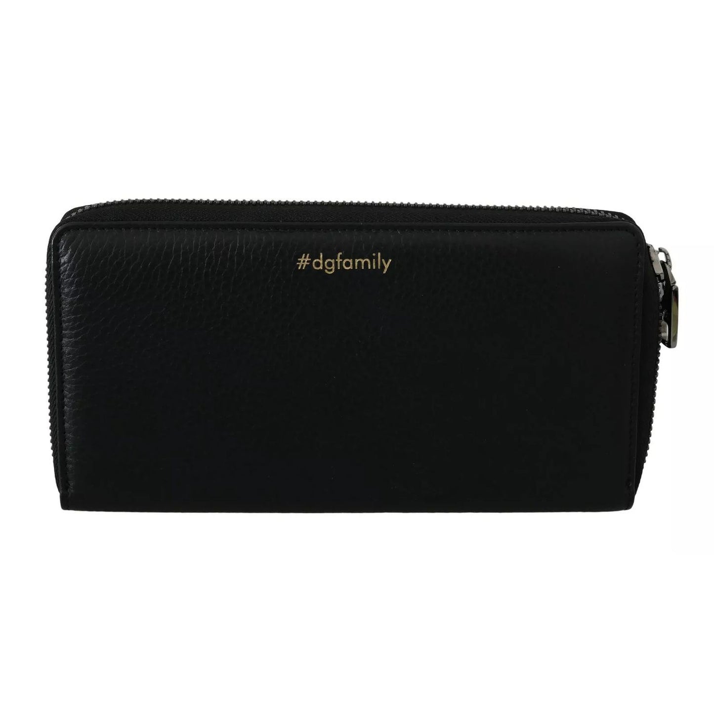 Dolce & Gabbana Black Leather #DGFAMILY Zipper Continental Mens Wallet