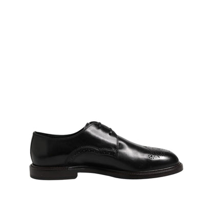 Dolce & Gabbana Black Leather Derby Wingtip Formal Shoes Dolce & Gabbana