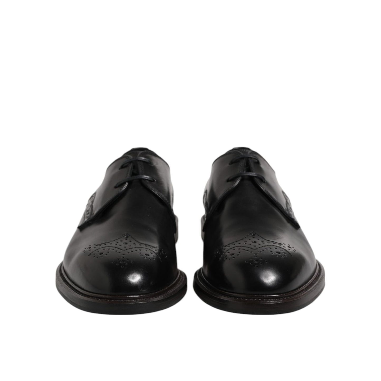 Dolce & Gabbana Black Leather Derby Wingtip Formal Shoes Dolce & Gabbana