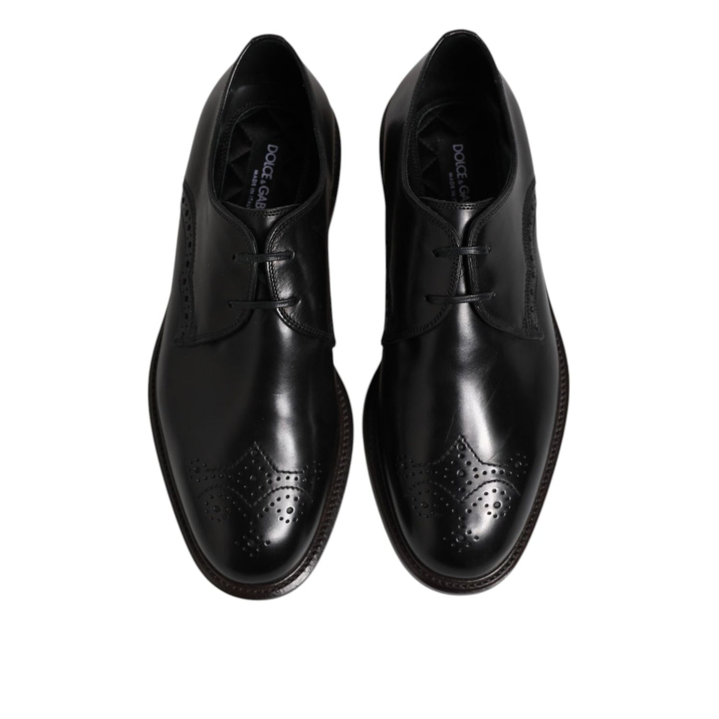 Dolce & Gabbana Black Leather Derby Wingtip Formal Shoes Dolce & Gabbana