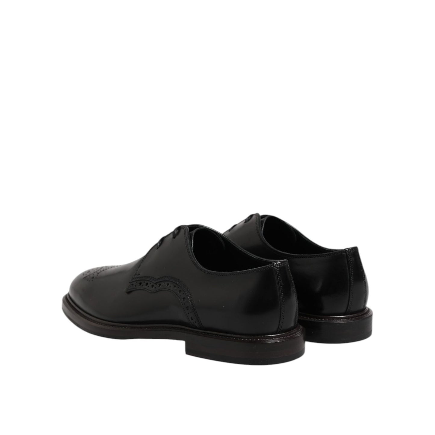 Dolce & Gabbana Black Leather Derby Wingtip Formal Shoes Dolce & Gabbana