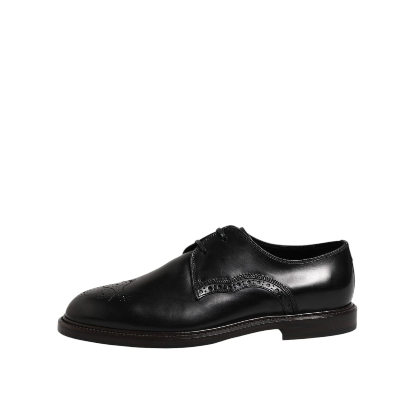 Dolce & Gabbana Black Leather Derby Wingtip Formal Shoes Dolce & Gabbana