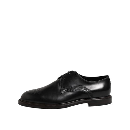 Dolce & Gabbana Black Leather Derby Wingtip Formal Shoes Dolce & Gabbana