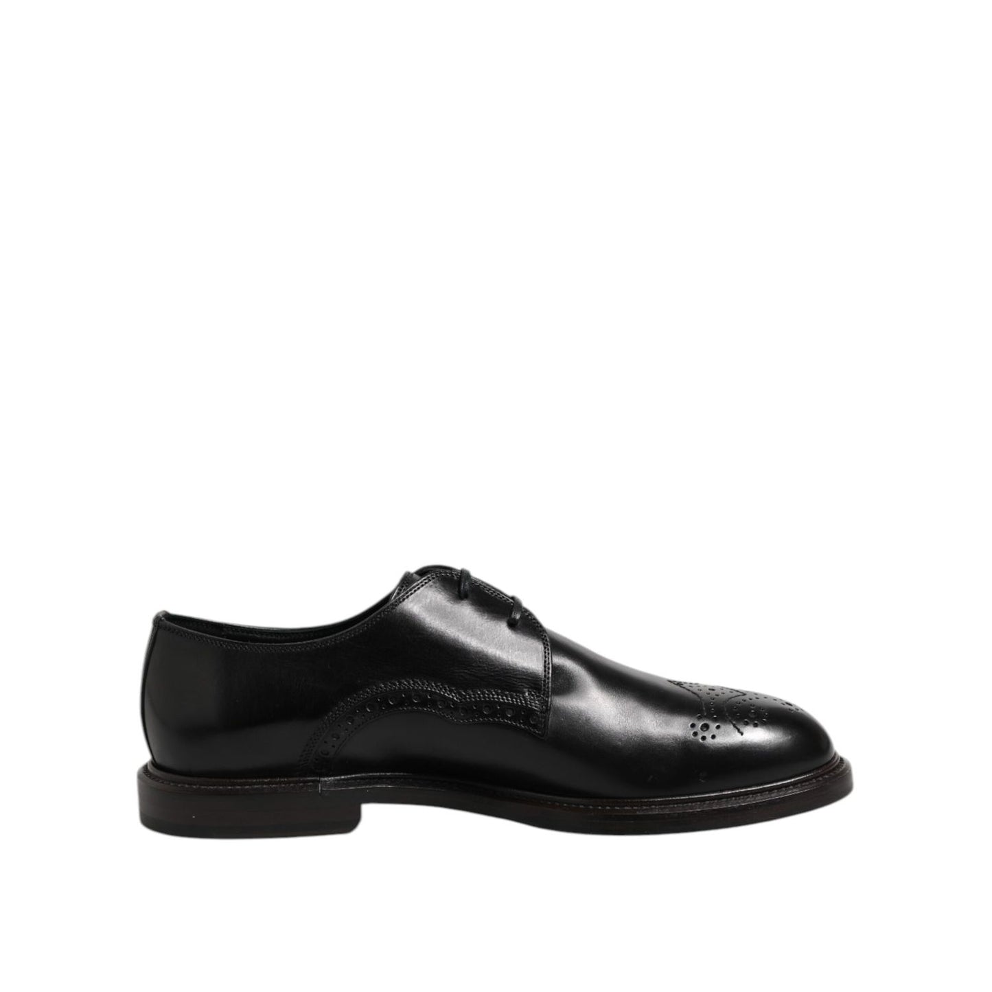 Dolce & Gabbana Black Leather Derby Wingtip Formal Shoes Dolce & Gabbana