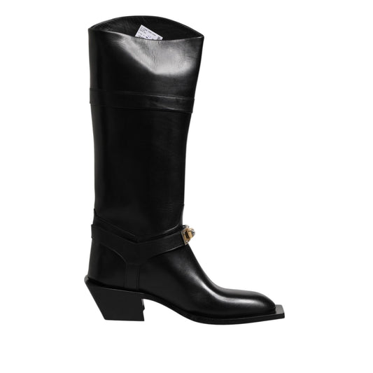 Dolce & Gabbana Black Leather High Boots Flats Shoes Dolce & Gabbana