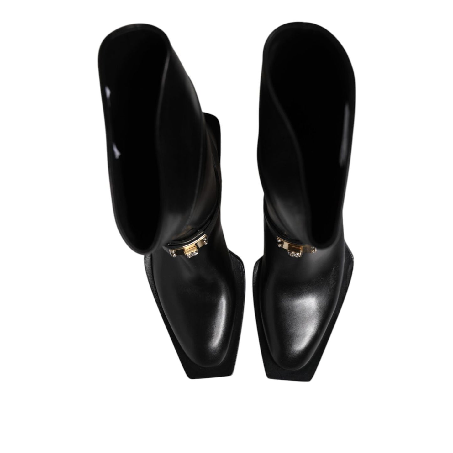 Dolce & Gabbana Black Leather High Boots Flats Shoes Dolce & Gabbana