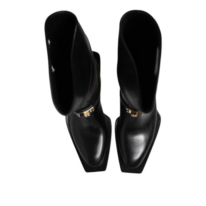 Dolce & Gabbana Black Leather High Boots Flats Shoes Dolce & Gabbana