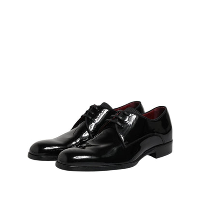 Dolce & Gabbana Black Leather Lace Up Men Derby Formal Shoes