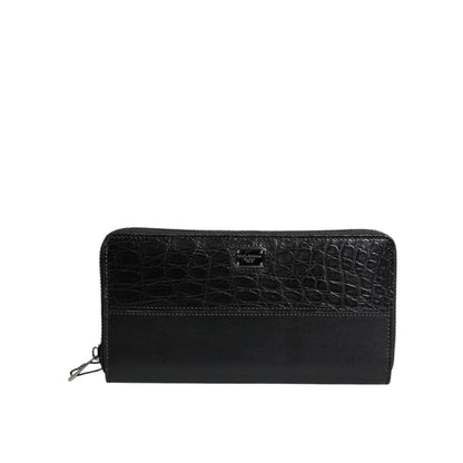 Dolce & Gabbana Black Leather Logo Plaque Zip Around Continental Wallet Dolce & Gabbana