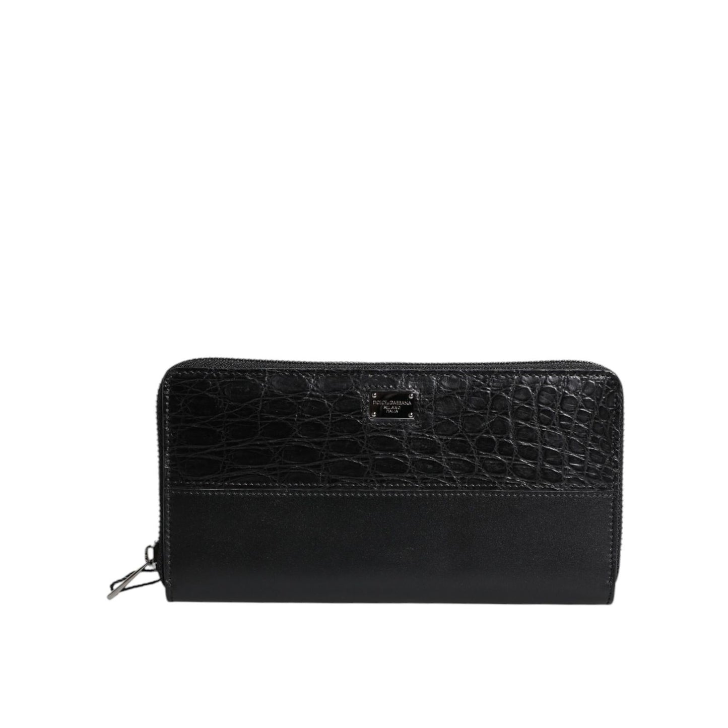 Dolce & Gabbana Black Leather Logo Plaque Zip Around Continental Wallet Dolce & Gabbana