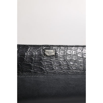 Dolce & Gabbana Black Leather Logo Plaque Zip Around Continental Wallet Dolce & Gabbana