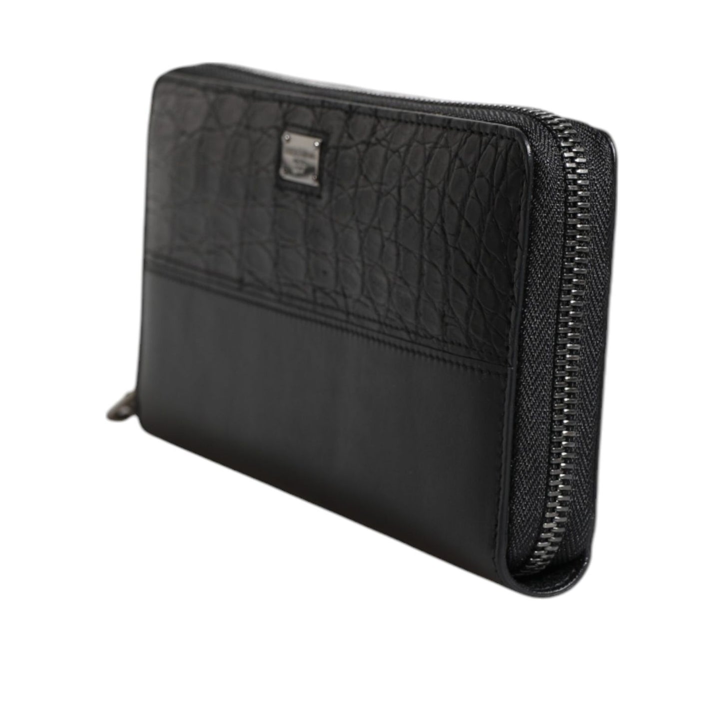 Dolce & Gabbana Black Leather Logo Plaque Zip Around Continental Wallet Dolce & Gabbana