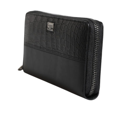 Dolce & Gabbana Black Leather Logo Plaque Zip Around Continental Wallet Dolce & Gabbana