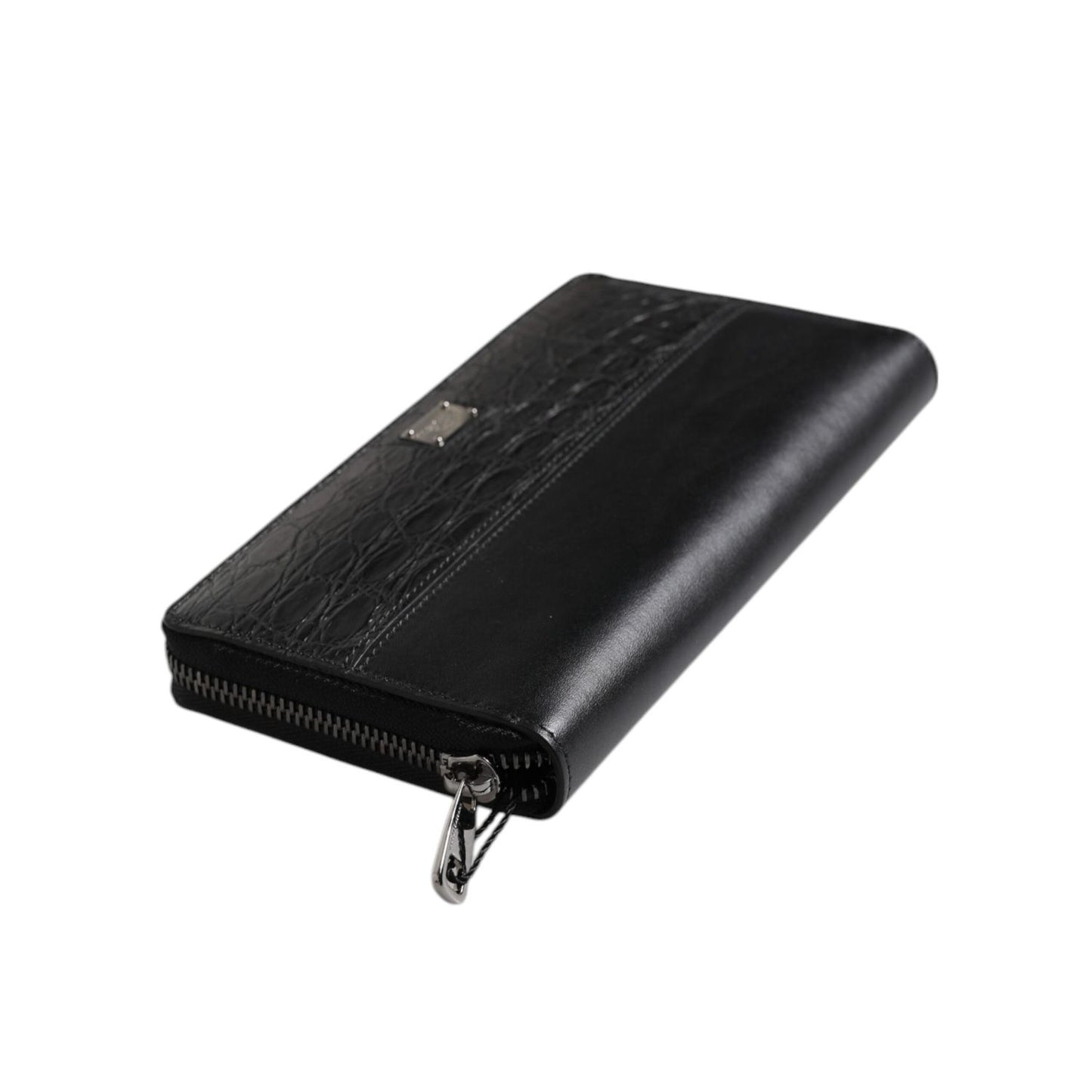 Dolce & Gabbana Black Leather Logo Plaque Zip Around Continental Wallet Dolce & Gabbana