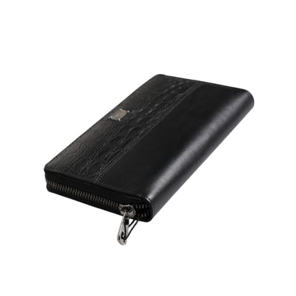 Dolce & Gabbana Black Leather Logo Plaque Zip Around Continental Wallet Dolce & Gabbana