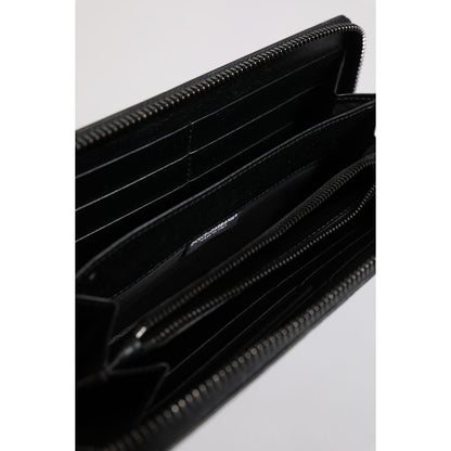 Dolce & Gabbana Black Leather Logo Plaque Zip Around Continental Wallet Dolce & Gabbana