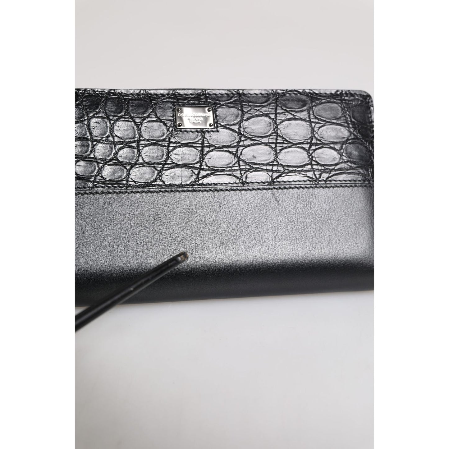 Dolce & Gabbana Black Leather Logo Plaque Zip Around Continental Wallet Dolce & Gabbana