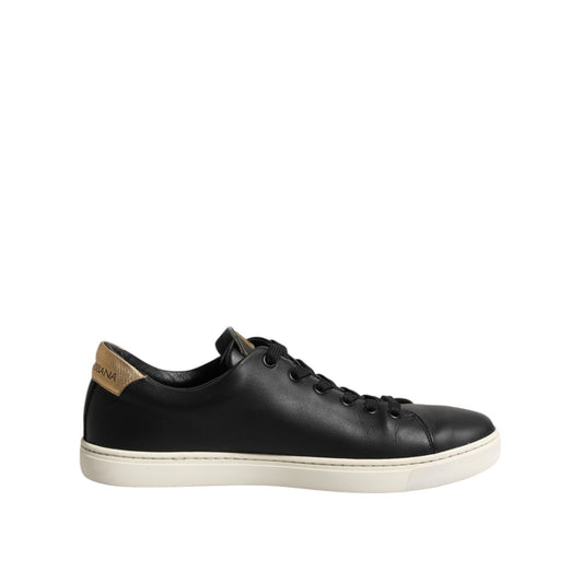 Dolce & Gabbana Black Leather Sacred Heart Sneakers Shoes Dolce & Gabbana