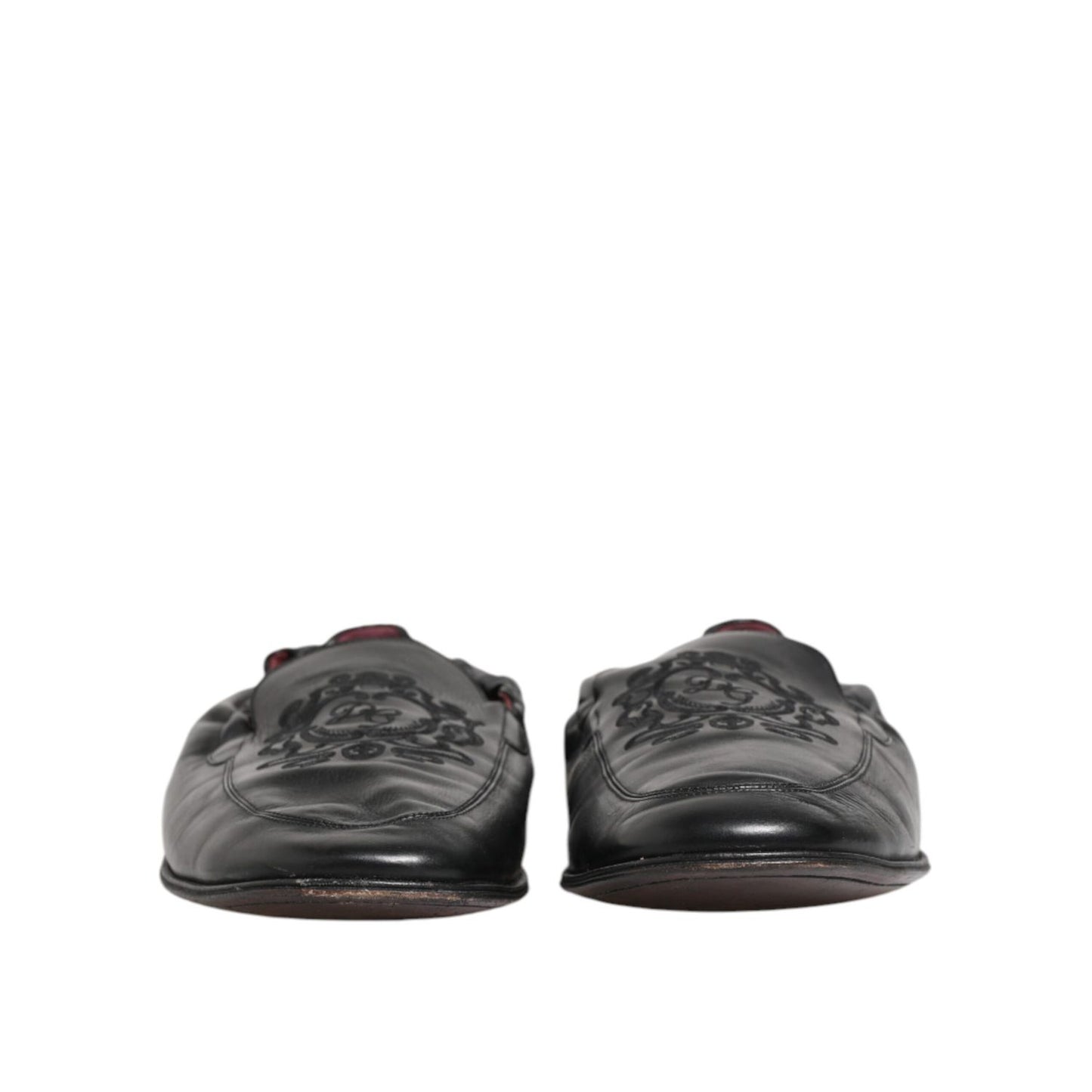 Dolce & Gabbana Black Leather Slip On Men Flat Loafers Shoes Dolce & Gabbana