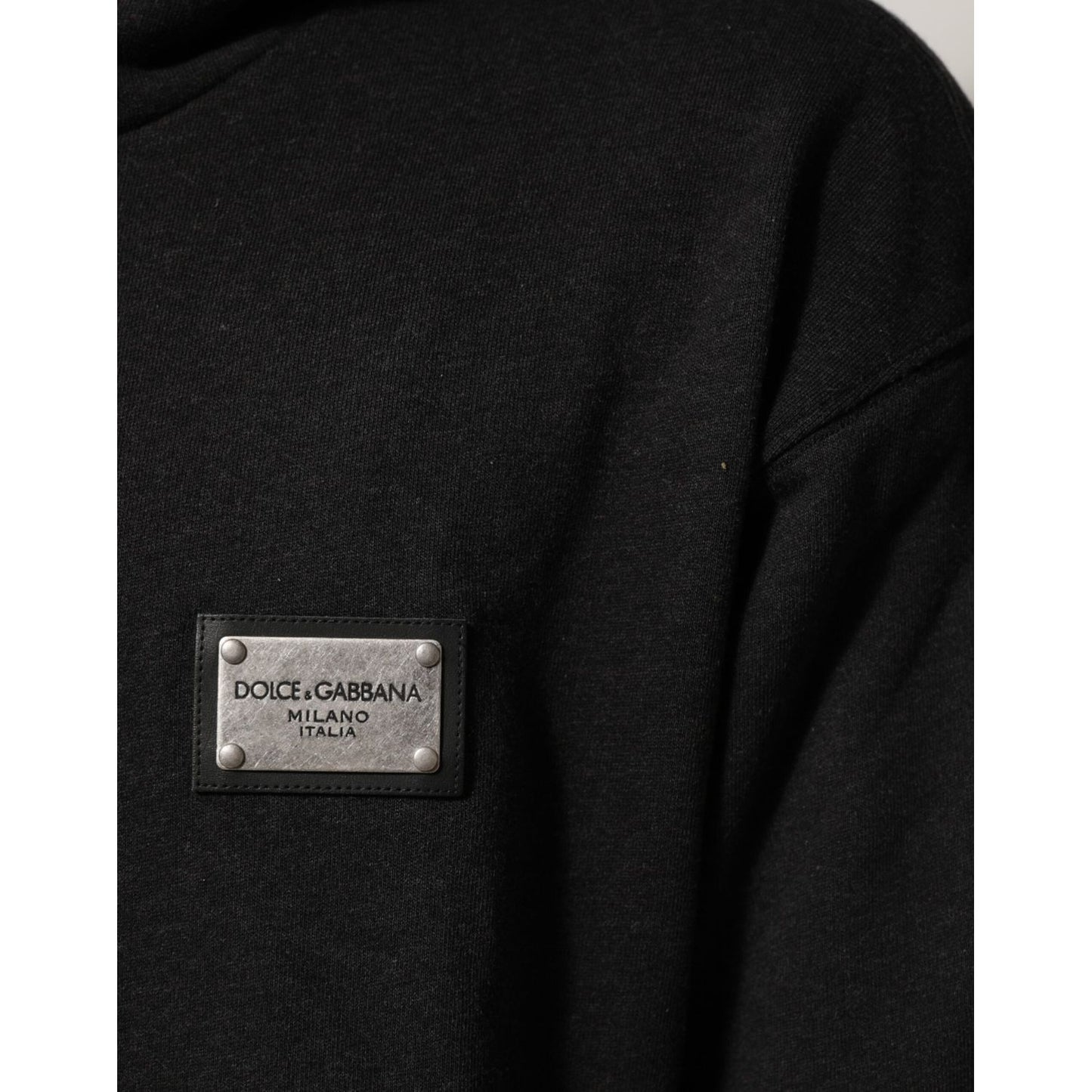 Dolce & Gabbana Black Logo FullZip Hooded Sweatshirt Sweater