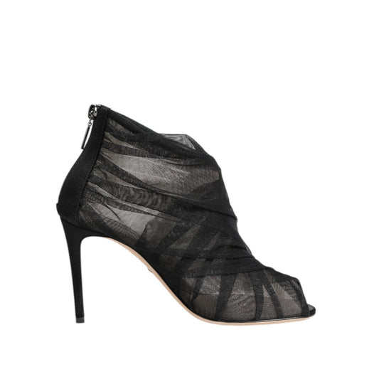 Dolce & Gabbana Black Mesh Stiletto Heels Ankle Boots Shoes Dolce & Gabbana