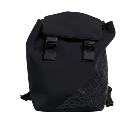 Dolce & Gabbana Black Neoprene Nylon DG Logo School Backpack Bag