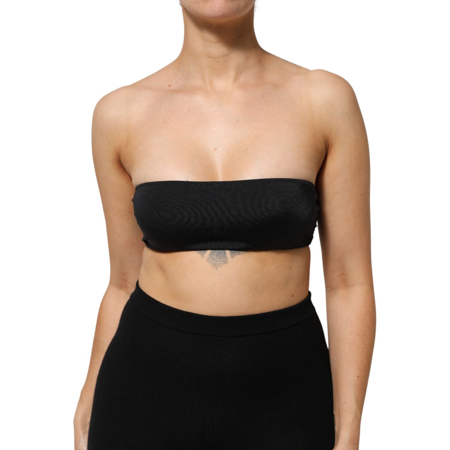 Dolce & Gabbana Black Nylon Blend Bandeau Strapless Tube  Top