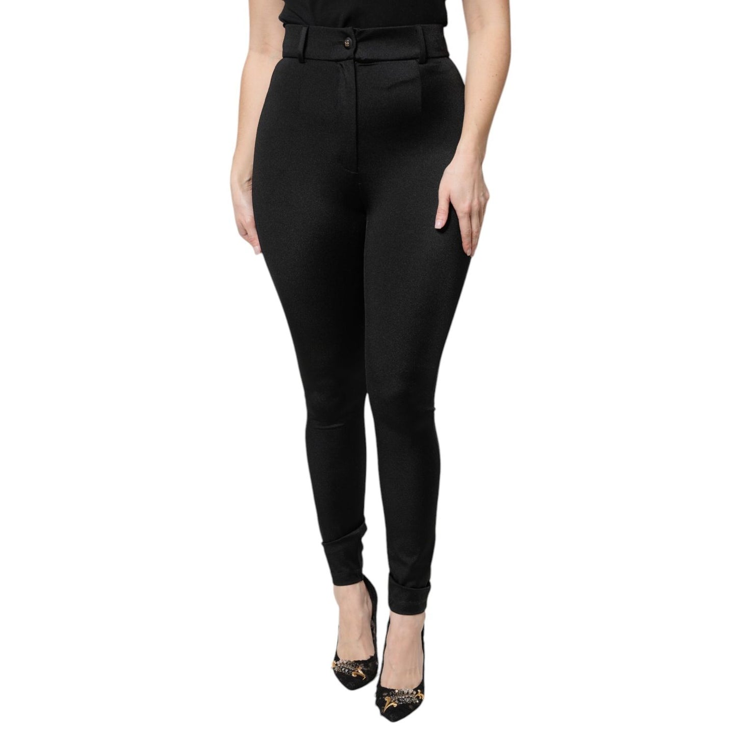 Dolce & Gabbana Black Nylon Leggings Stretch Pants Dolce & Gabbana