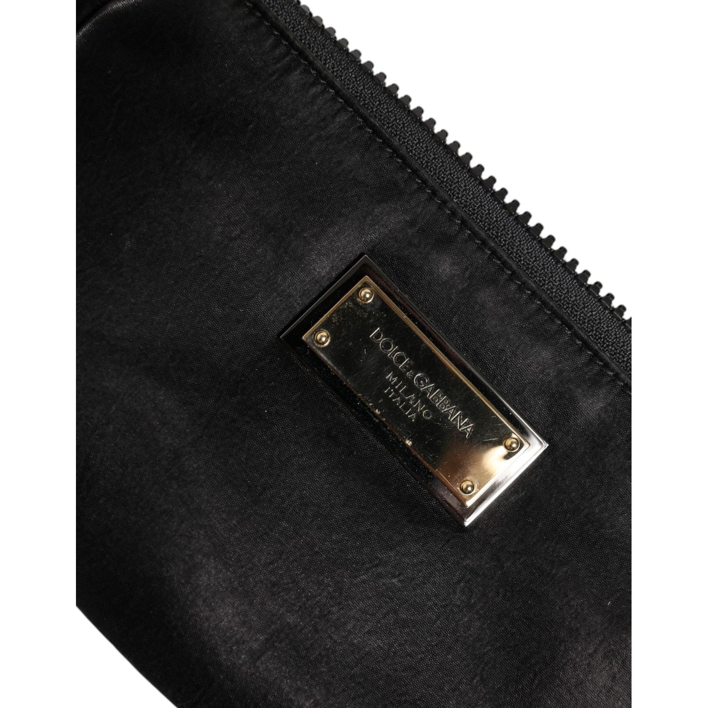 Dolce & Gabbana Black Nylon Logo Plaque Keyring Pouch Clutch Bag Dolce & Gabbana