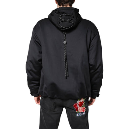 Dolce & Gabbana Black Polyester DG Hooded Full Zip Jacket Dolce & Gabbana