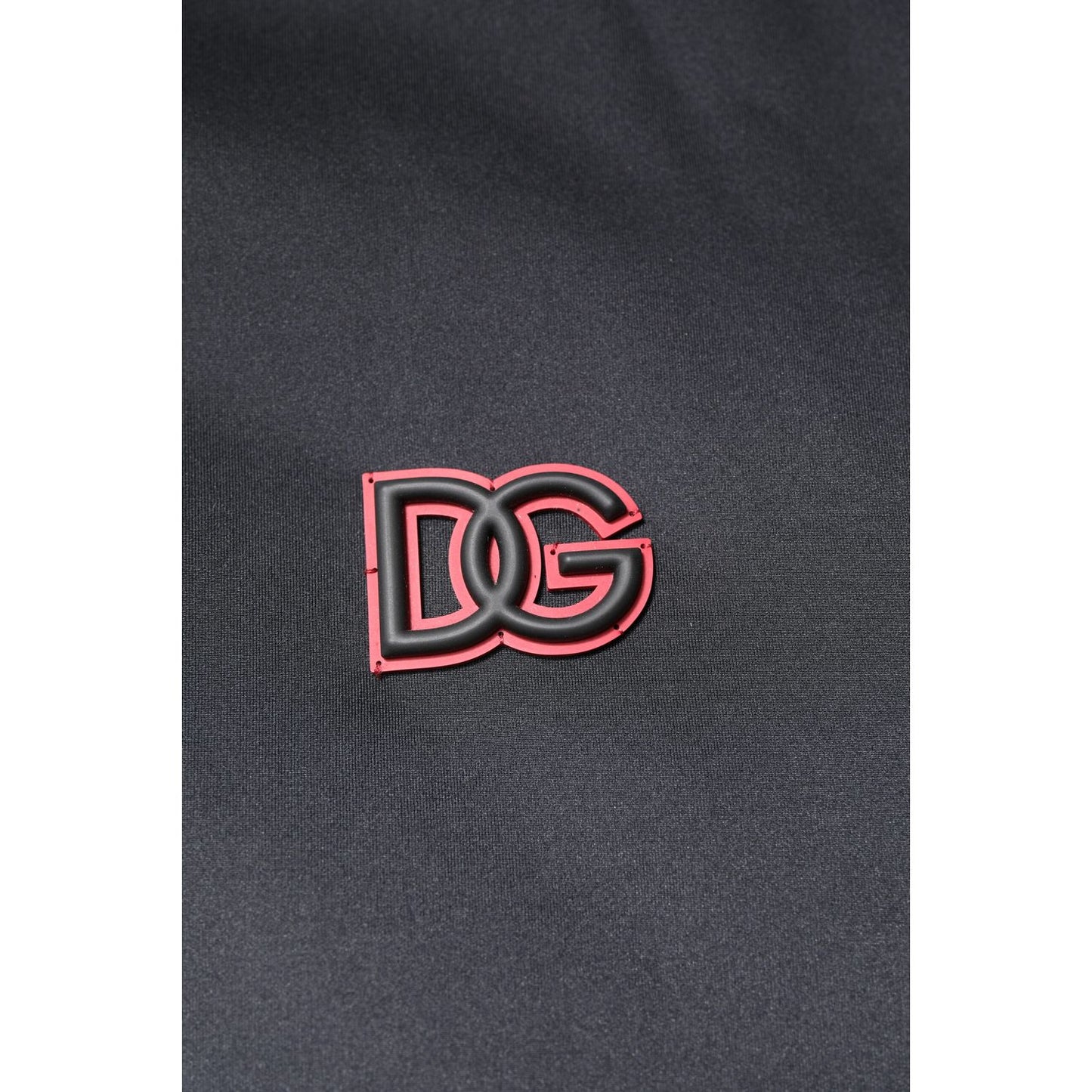 Dolce & Gabbana Black Polyester DG Hooded Full Zip Jacket Dolce & Gabbana