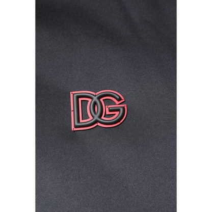 Dolce & Gabbana Black Polyester DG Hooded Full Zip Jacket Dolce & Gabbana