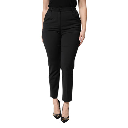 Dolce & Gabbana Black Polyester High Waist Slim Pants Dolce & Gabbana