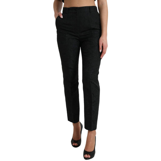 Dolce & Gabbana Black Polyester High Waist Tapered Pants Dolce & Gabbana