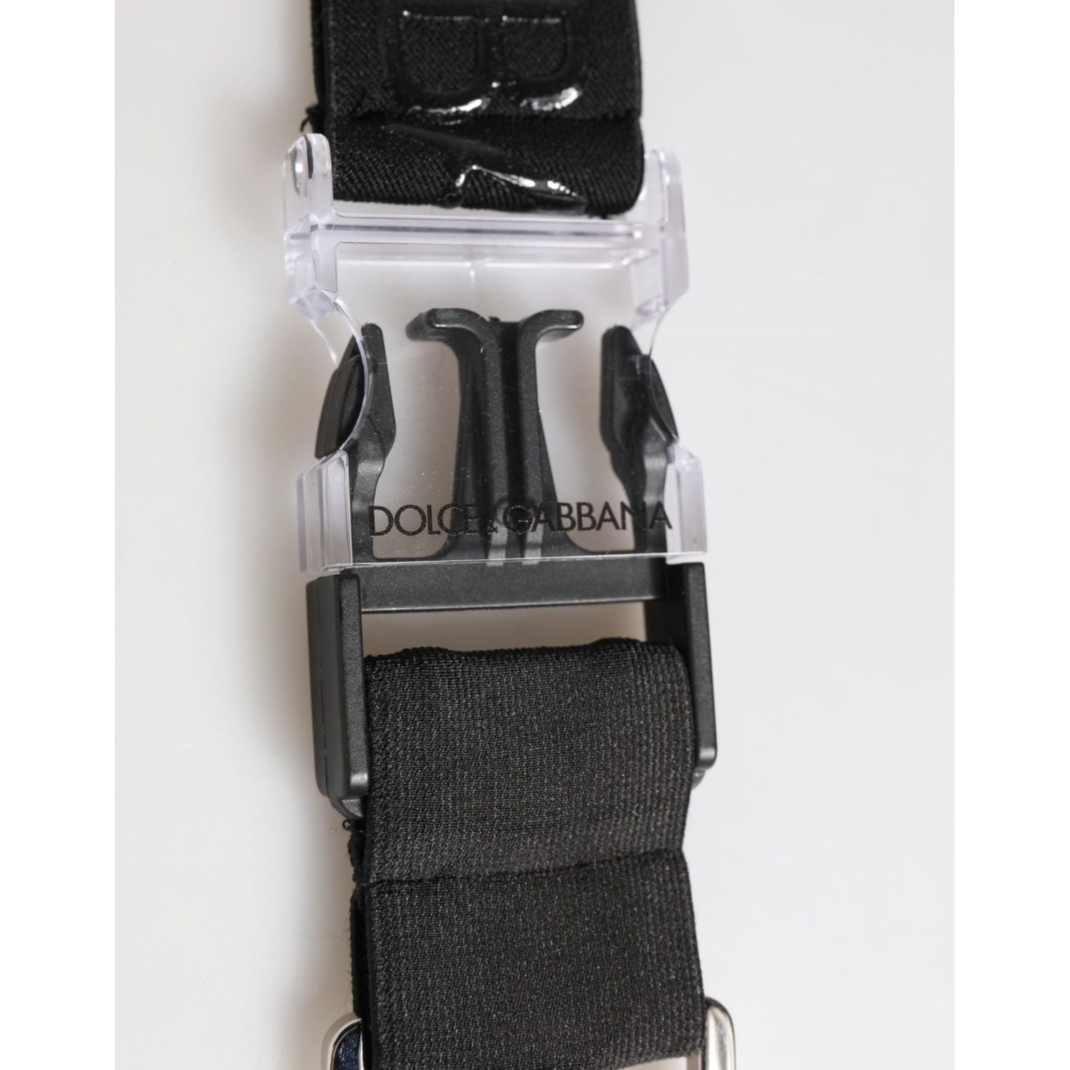 Dolce & Gabbana Black Polyester Stretch Rubberised DG Logo Men Keychain