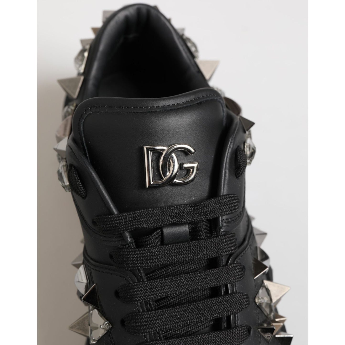 Dolce & Gabbana Black Portofino Studded Men Sneakers Shoes