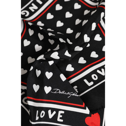 Dolce & Gabbana Black Printed Silk Square Men Foulard Scarf Dolce & Gabbana