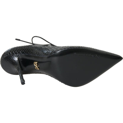 Dolce & Gabbana Black Python Leather Mary Jane Pumps Shoes 1728,67345645728,Black,Dolce & Gabbana,EU39/US8.5,High Heel - Pumps - Shoes,Material: 100% Python Leather,New with tags,Pumps - Shoes,Pumps - Women - Shoes,Shoes,Women