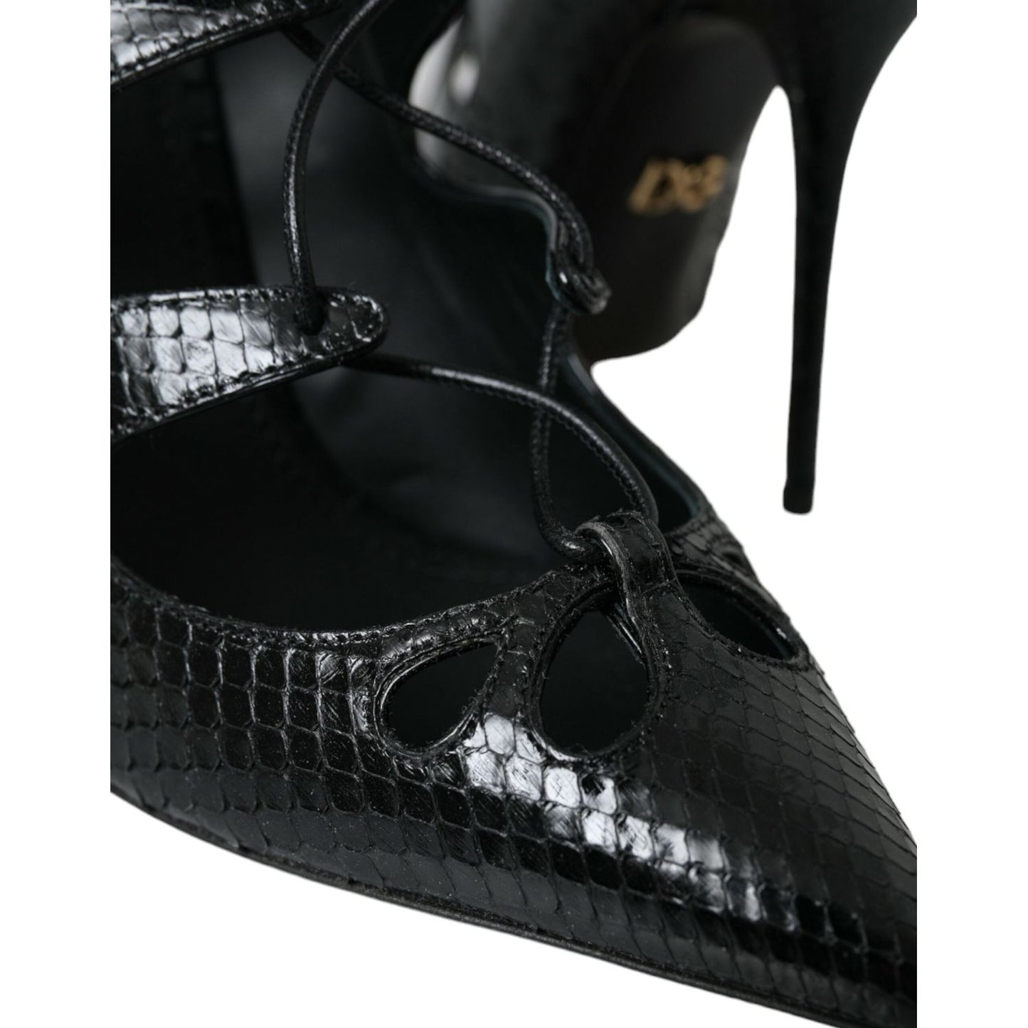 Dolce & Gabbana Black Python Leather Mary Jane Pumps Shoes 1728,67345645728,Black,Dolce & Gabbana,EU39/US8.5,High Heel - Pumps - Shoes,Material: 100% Python Leather,New with tags,Pumps - Shoes,Pumps - Women - Shoes,Shoes,Women