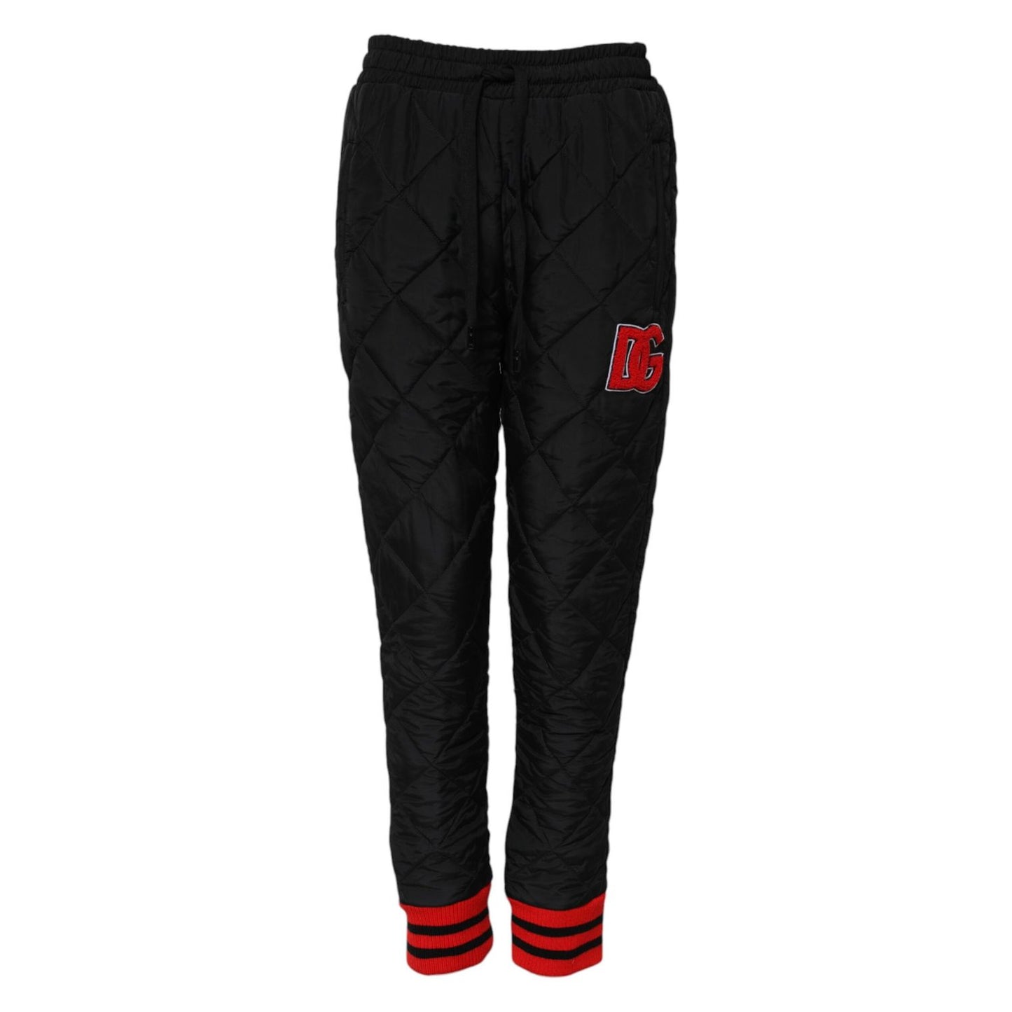 Dolce & Gabbana Black Quilted Mid Waist Jogger Pants Dolce & Gabbana