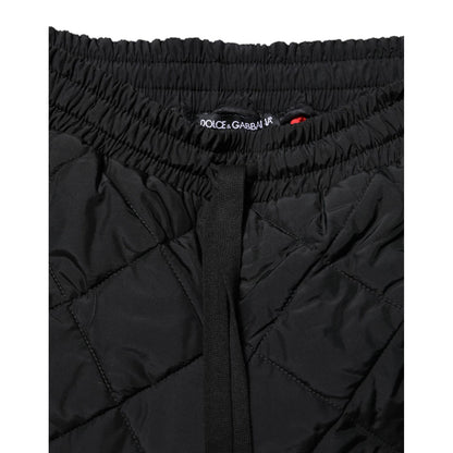 Dolce & Gabbana Black Quilted Mid Waist Jogger Pants Dolce & Gabbana