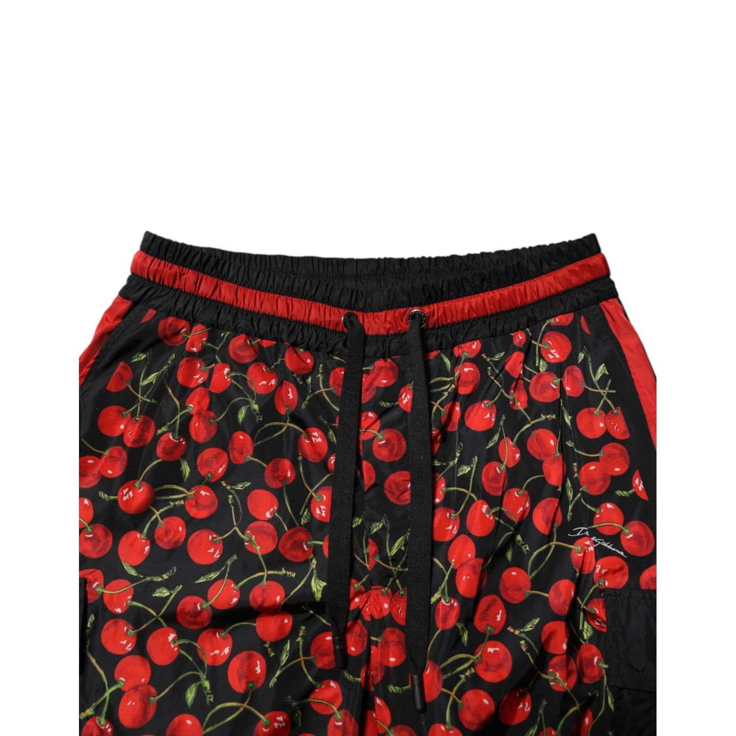 Dolce & Gabbana Black Red Cherry Print Men Sweatpants Pants Dolce & Gabbana