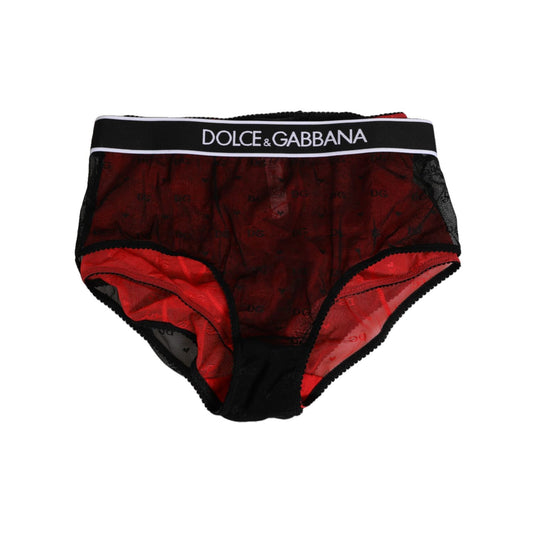 Dolce & Gabbana Black Red Nylon High Waist Girdle Underwear Dolce & Gabbana